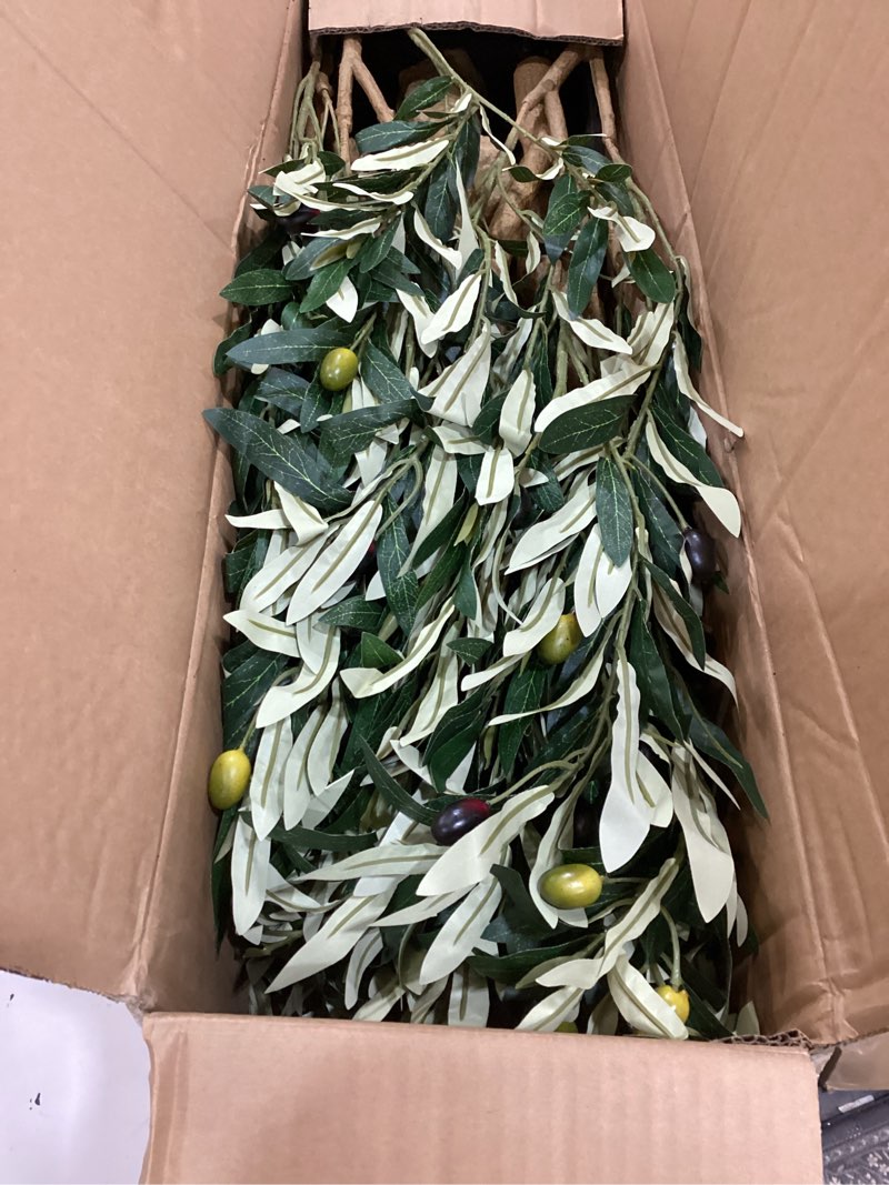 Condition photo showing Good Condition for Tall Faux Olive Tree?8ft?96in? Realistic Potted Silk Artificial Olive Tree? Fake Olive Trees Indoor with Green Leaves and Big Fruits for Home Office Living Room Stairs Patio Decor. 1 8ft