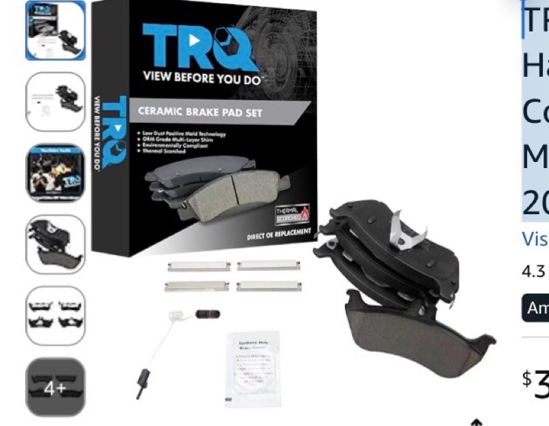 TRQ Rear Brake Pads Ceramic Hardware Wear Sensor Compatible with 1998-2003 Mercedes-Benz ML320 2003-2005 ML350 1999 ML430