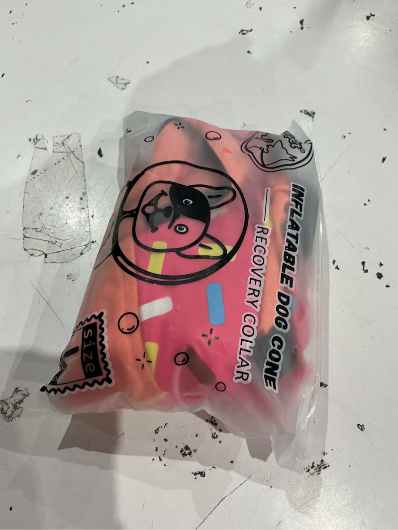Condition photo showing Good Condition for supet inflatable dog cone collar alternative after surgery, doggie neck donut collar recovery ecollar, soft dog cone for small medium large dogs donut pink l-(neck 11"-14")