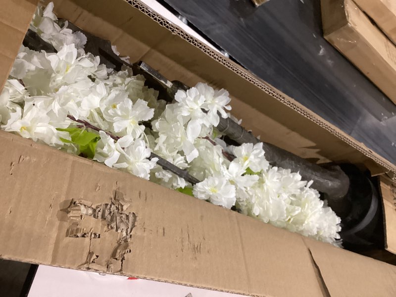 Condition photo showing Good Condition for 6.56ft White Artificial Cherry Blossom Tree Indoor Decor,Nearly Nature Silk Flower Fake Tree Tall,Realistic Faux Cherry Plant Tree for Christmas New Year Home Decor White-ap17