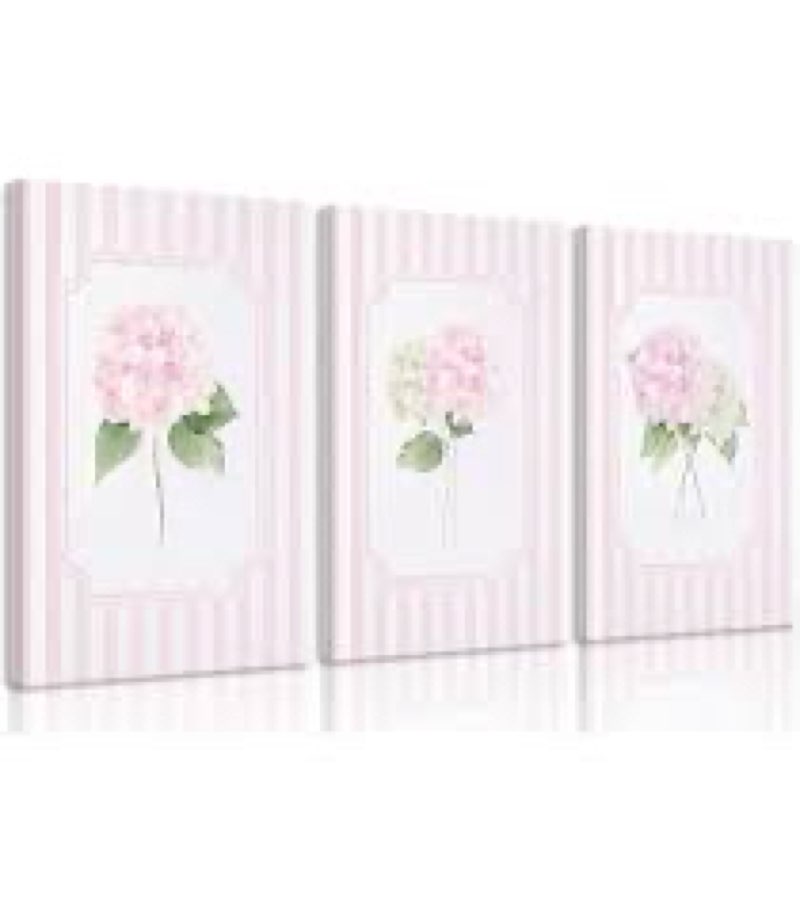 Pink Hydrangea Floral Wall Art Prints for Living Room 16 x 24”