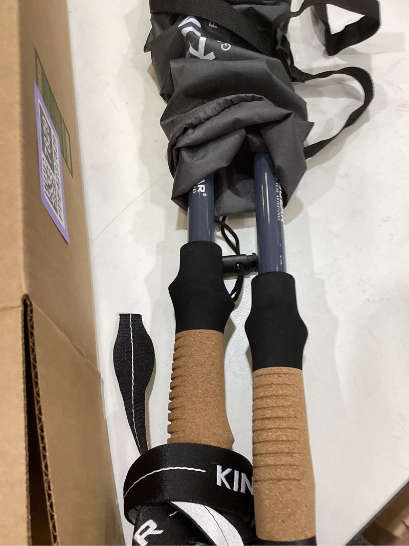 Condition photo showing Good Condition for KINGGEAR Nordic Walking Stick, TP1 Hiking Poles Retractable Lightweight 7075 Aluminum, Trekking Poles with Flip Lock, Natural Cork and EVA Grip, 2pc Hiking Gear Black