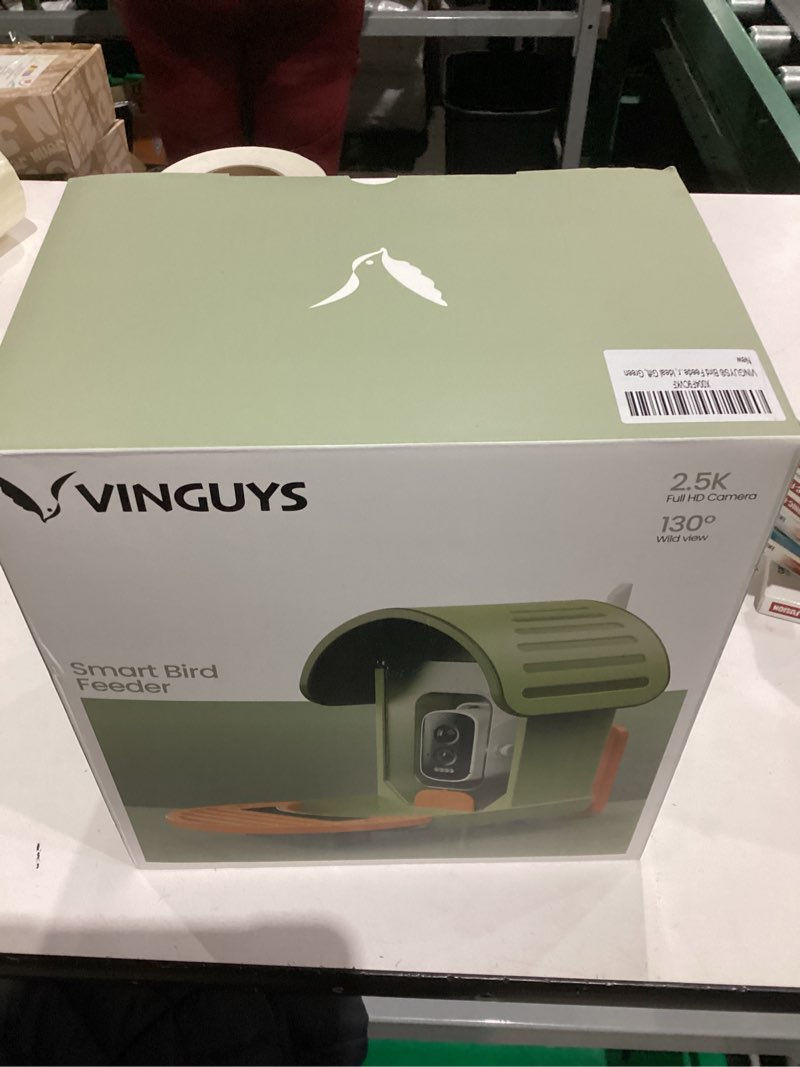 Condition photo showing New/Like New for VINGUYS® Bird Feeder with Camera, Smart Bird Feeder Camera AI Identifies 11,000+ Bird's Species, Auto-Capture 2.5K UHD Bird's Video, IP66 Waterproof Outdoor Solar Powered, Ideal Gift Green