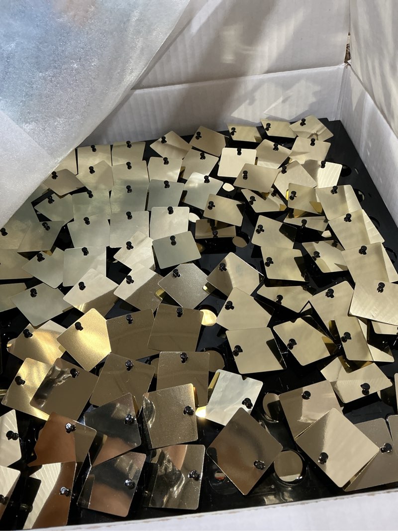 Condition photo showing Good Condition for qcity light gold shimmer wall backdrop 36pcs, black back not see-through design, square sequin glitter backdrop panel, perfect for outdoor events, birthdays, wedding and party decoration