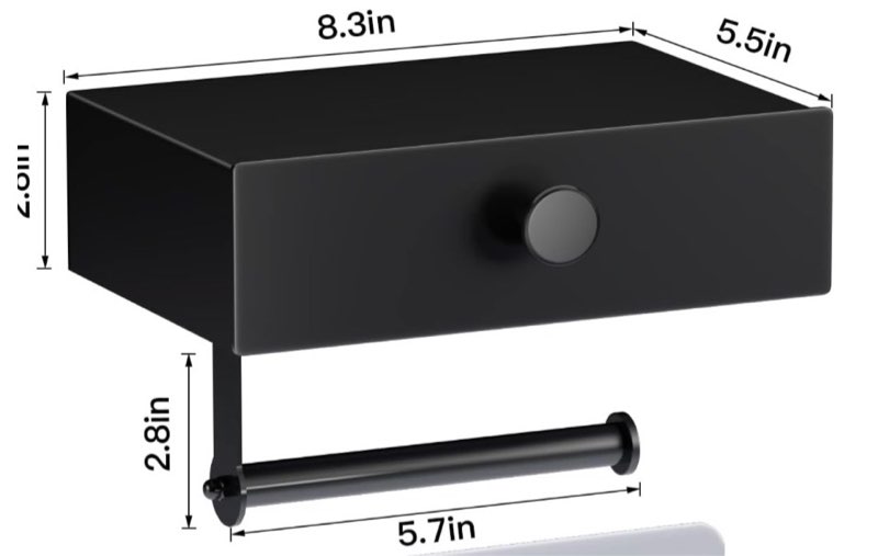 voldra toilet paper holder with shelf black wipes dispenser for bathroom toilet paper holder with storage upgrade drawer design toilet tissue holder adhesive small bathroom shelf wall mount