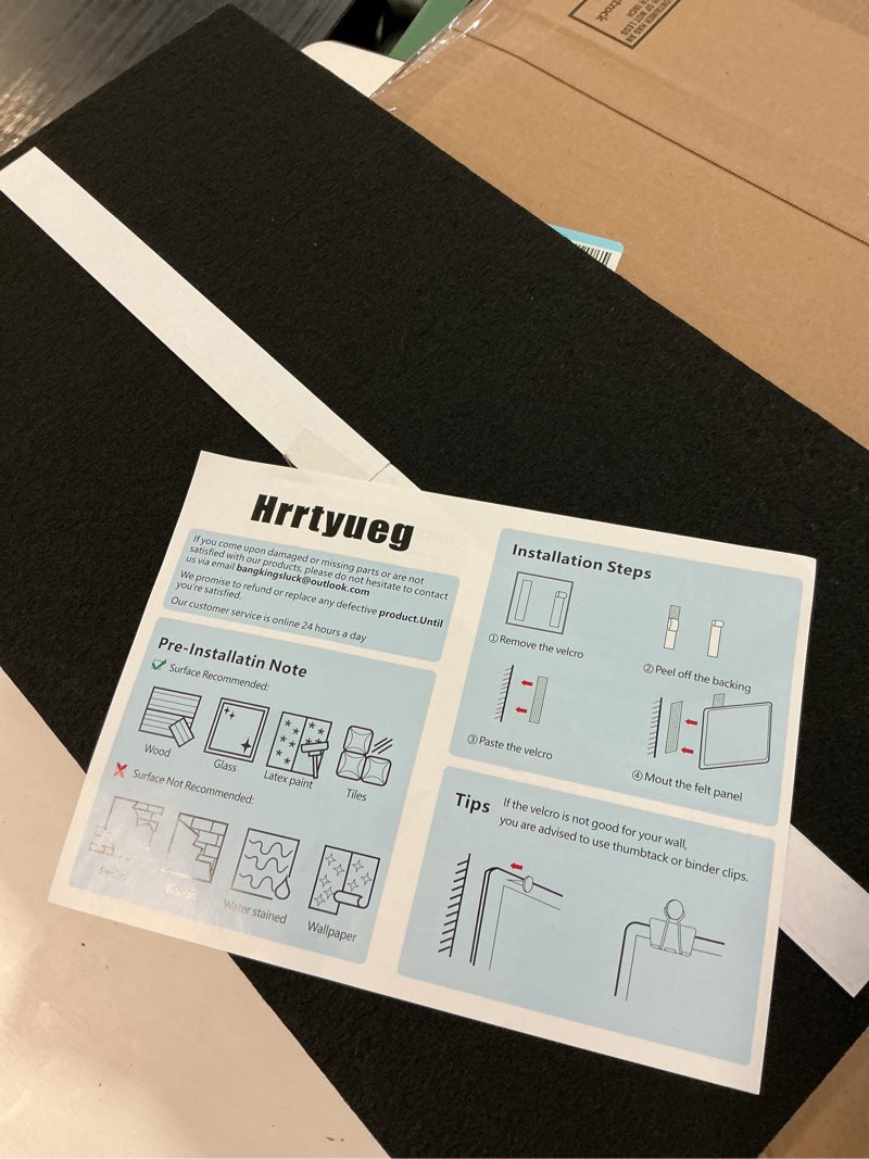 Condition photo showing Good Condition for similar bulletin board, 48 x 36 inches felt board notice pin board, 4' x 3'cork board alternative for wall, self-adhesive vision board mood board foldable photo board with 30 pushpin (black) black 48 x 36inches
