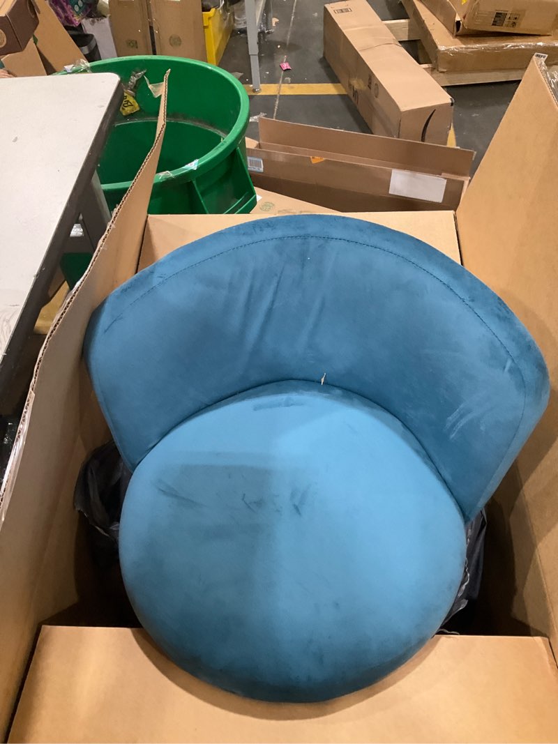 Condition photo showing Good Condition for Hillsdale, Marisol Round Metal and Upholstered Vanity Stool with Scoop Back for Makeup Room or Bathroom, Blue