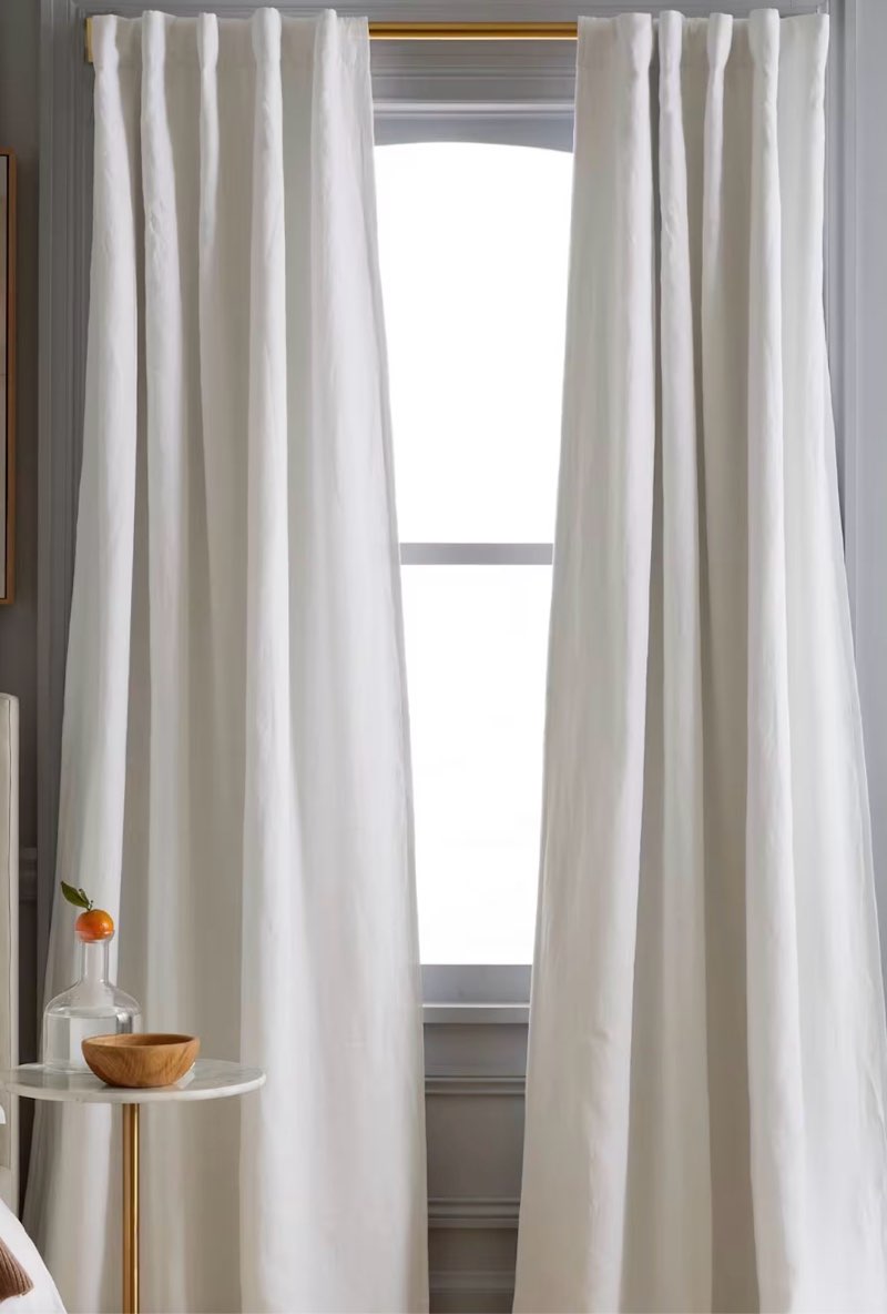 quince european linen blackout curtain 48 in x 84 in//white