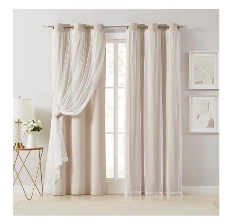 bujasso beige 80% blackout curtains with sheer overlay mix and match double layer thermal insulated 