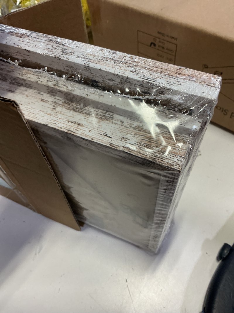 Condition photo showing New/Like New for meframe 10pack wooden collage picture frame set  wall and tabletop display photo frames  multiple sizes including 8x10  5x7  4x6  frosted white