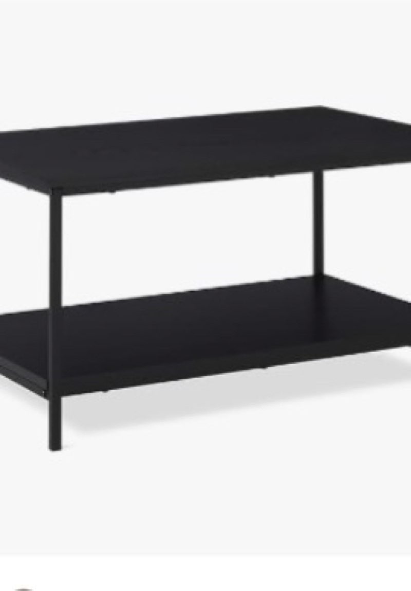 amazon basics rectangular coffee table with bottom shelf, living room center table, wooden, 19.9" d 