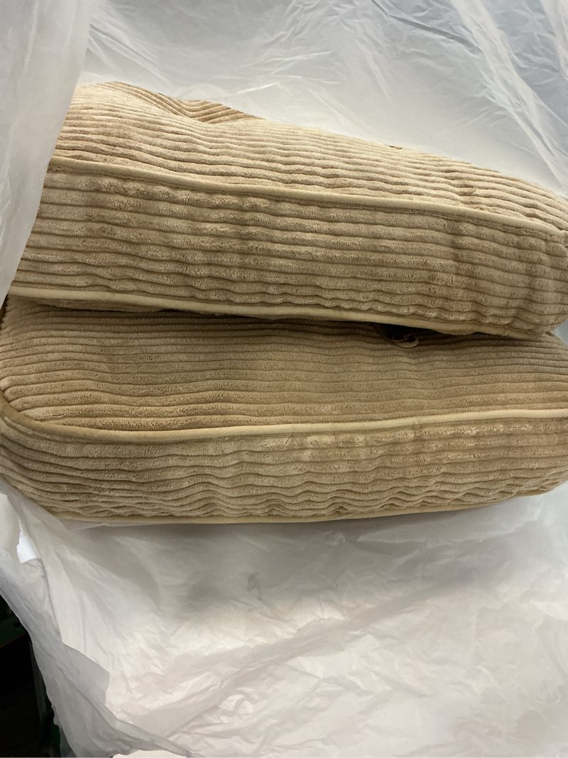 Condition photo showing Good Condition for Washable Floor Pillow Cushion for Adults, Meditation Cushion Pillow, Large Square Floor Sitting, Removable Tufted Corduroy Cover, for Tatami Living Room or Yoga, 22x22 Inch, 2Pack, Machine Washable Square Coffee 4\" Thick(Pack of 2)