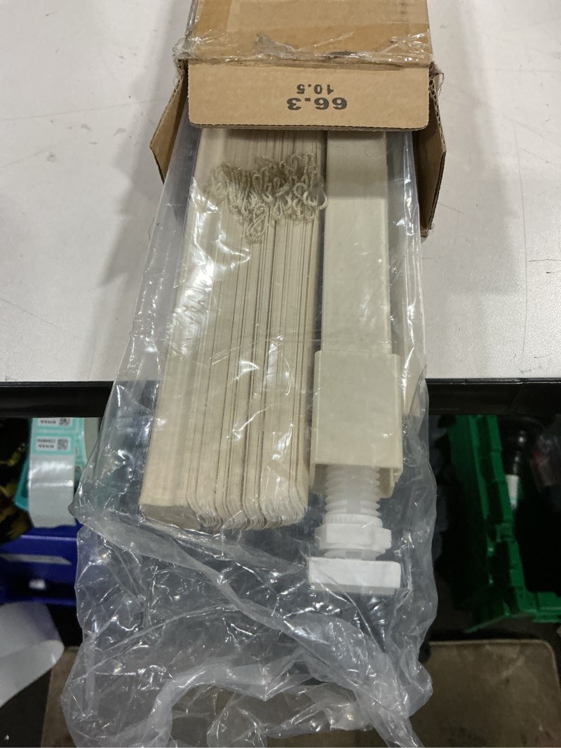 Condition photo showing As Is for lazblinds no tools no drill 1" vinyl mini blinds, cordless blinds for windows, light filtering horizontal window blinds & shades, 26 1/2" w x 64" h, cream cordless-cream 26 1/2" w × 64" h