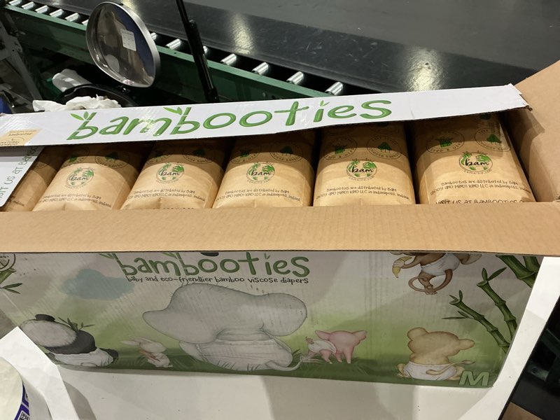 Condition photo showing New/Like New for bamboo baby diapers, totally chlorine free for sensitive skin for newborns to xxl. hypoallergenic & non toxic eco friendlier plant-based materials. tcf medium size 2 to 3 diapers (192 ct) medium big box