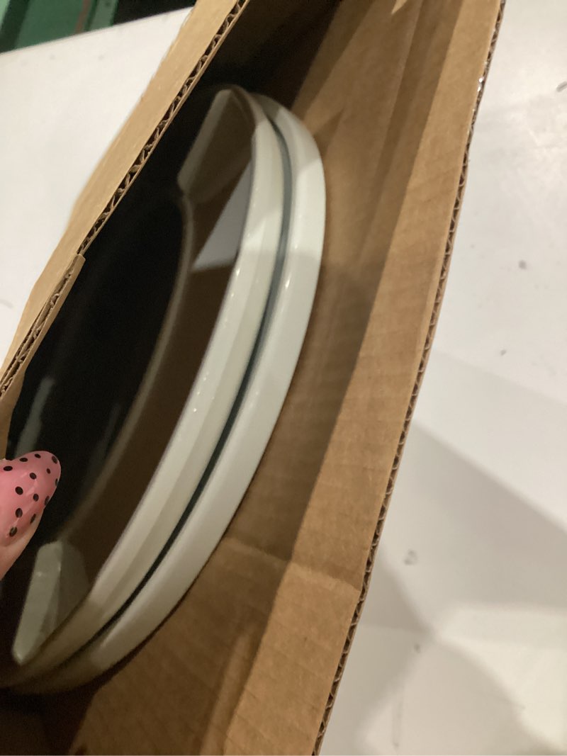 Condition photo showing As Is for mayfair universal size slow close toilet seat, durable plastic, fits round & elongated toilets, white one size fits all 1 seat