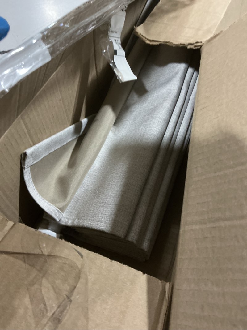 Condition photo showing As Is for lazblinds no drill roman shades for windows, cordless blackout window shades with uv protection, polyester fabric for bedroom & living room, 25" w x 64" h, natural blackout - faux linen - natural 25"w x 64"h