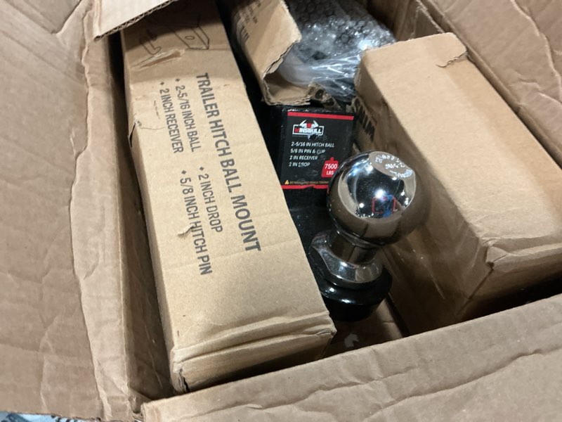 Condition photo showing Good Condition for 2-5/16 inch ball trailer hitch 2 in drop receiver hitch with 2 in shank & hitch pin for truck towing ball mount, 7,500 lbs gtw, black