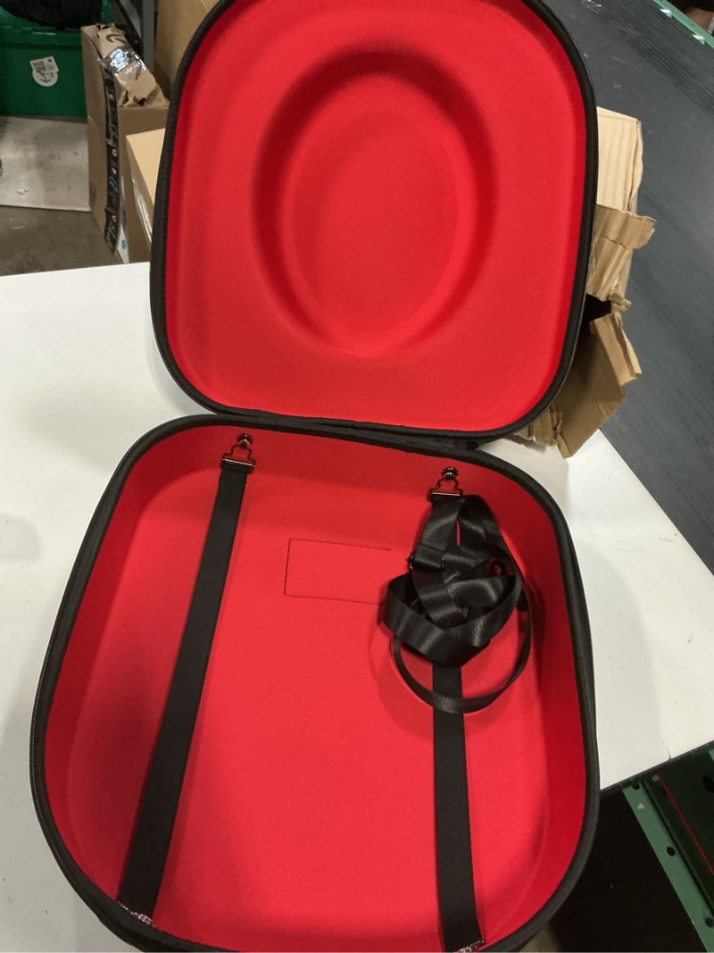 Condition photo showing Good Condition for livelab hat box for travel - crush proof cowboy hat holder storage, hard travel hat carrier case for cowboy, panama & tweed hats - carrying handle, luggage straps & shoulder - large black+red