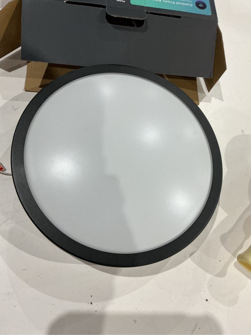 Condition photo showing As Is for globe dean 11-in matte black integrated led flush mount light