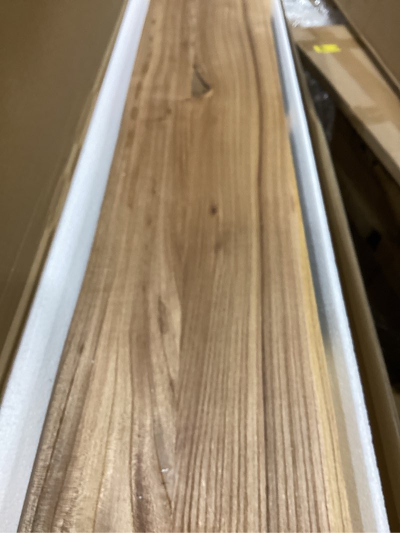 Condition photo showing Good Condition for floating shelves set of 2, solid elm wood wall shelves 32 inch - invisible bracket mount for living room, bedroom, kitchen, bathroom - natural clear natural live edge, 32"l, 2packs