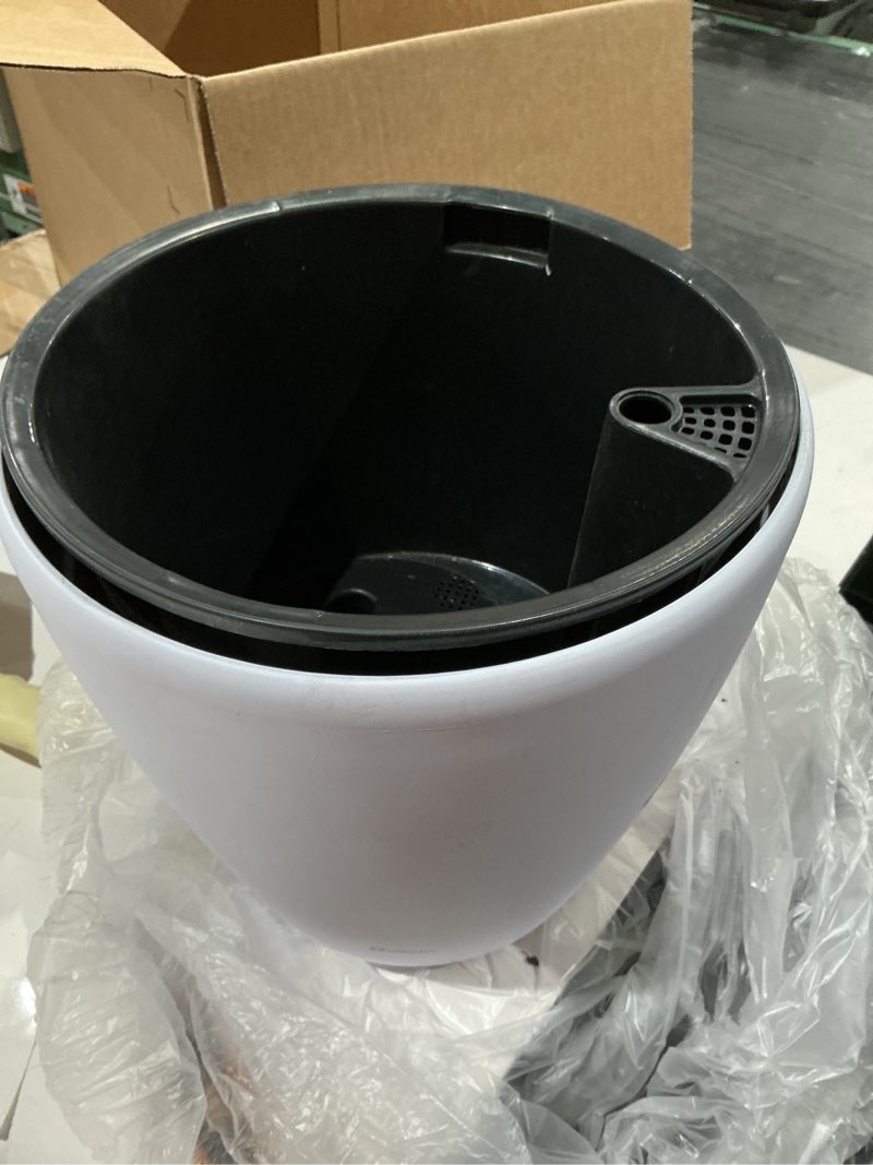 Condition photo showing As Is for dexceder   self watering planter with wheels (white matte) | inner pot design, thickened large floor standing flower plant pot with water level indicator indoor outdoor