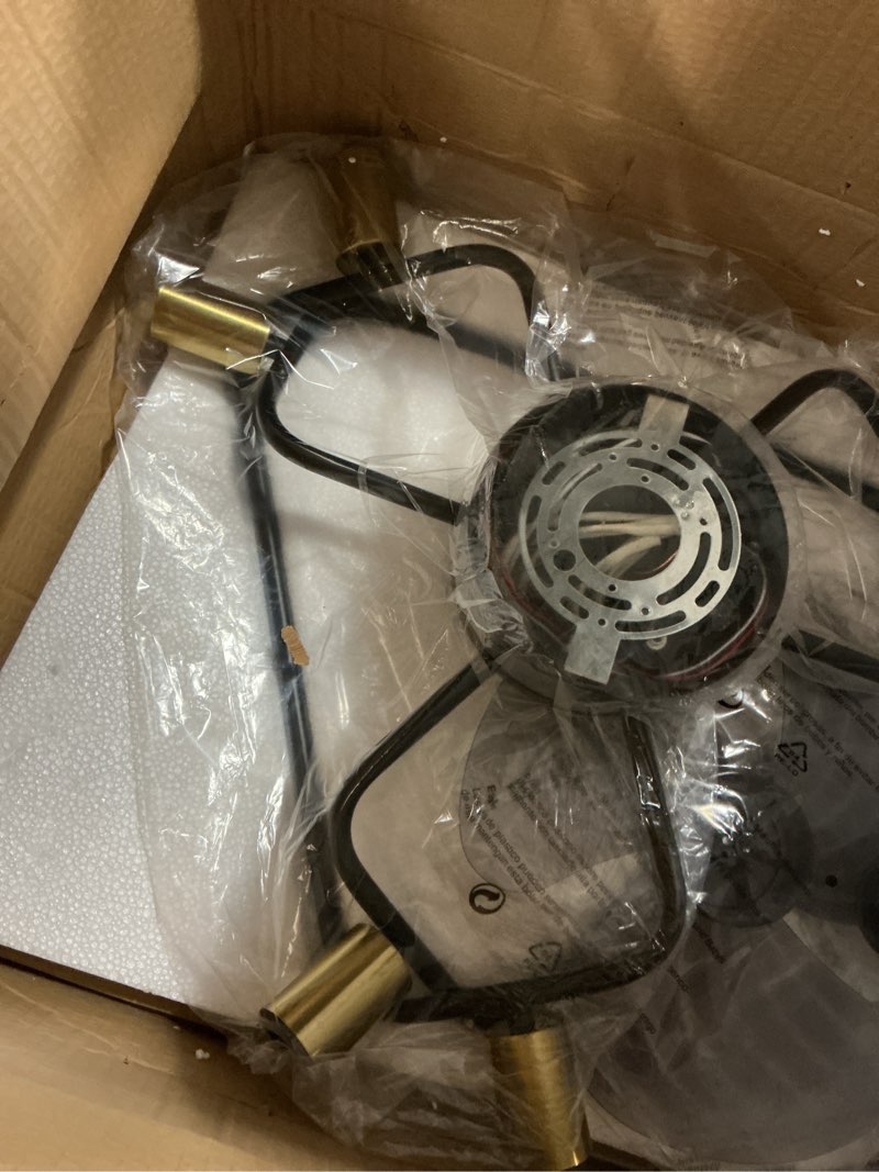 Condition photo showing Good Condition for flush mount ceiling fans with lights 21" indoor low profile 6-light sputnik | remote control, 6 speeds, quiet reversible dc motor,timer,modern black & gold design, 6 e26 sockets for bedroom & living room