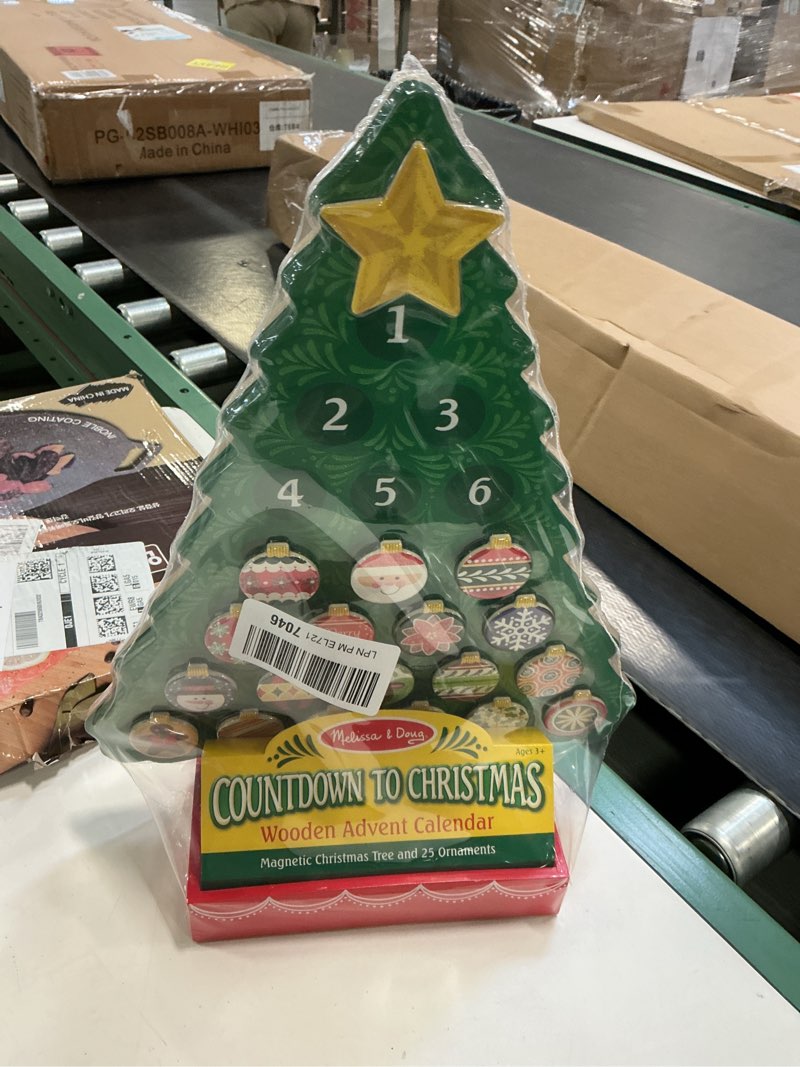Condition photo showing New/Like New for Melissa & Doug Countdown to Christmas Wooden Advent Calendar - Magnetic Tree, 25 Magnets Santa