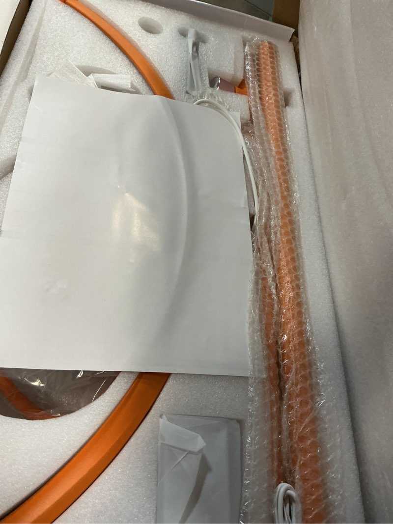 Condition photo showing New/Like New for half moon lash light - adjustable led floor lash lamp with 4x magnifier & phone holder for eyelash extensions,nail art,tattoo,skincare,salon spa-dimmable brightness,rotating head, orange