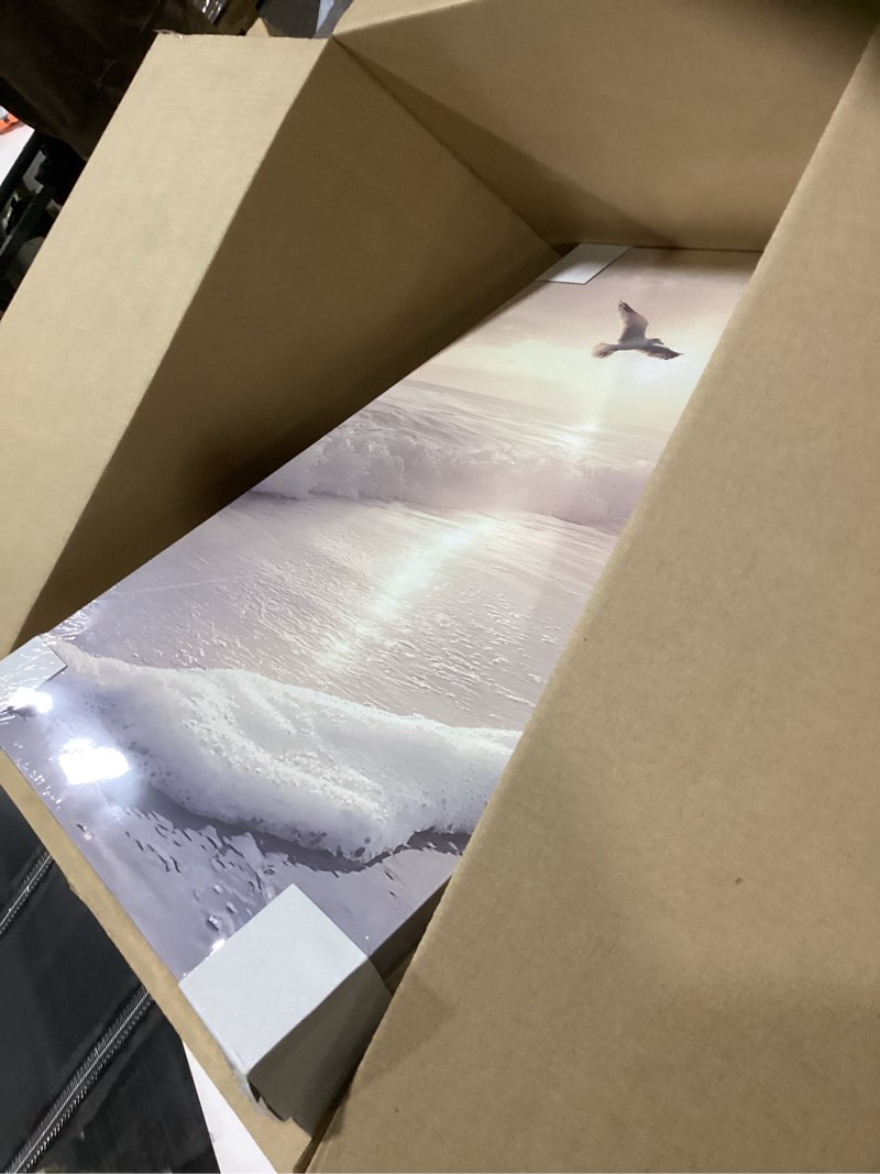 Condition photo showing Good Condition for Item similar to photo) Framed Boho Beach Coastal Wall Art for Living Room, Large Neutral Abstract Coastal Canvas Artwork for Walls, 3 Piece Minimalist Ocean Picture Print for Living Room Bedroom Kitchen Wall Decor, 16x24 In 16\" W x 24\" H x 3Pcs Neutral