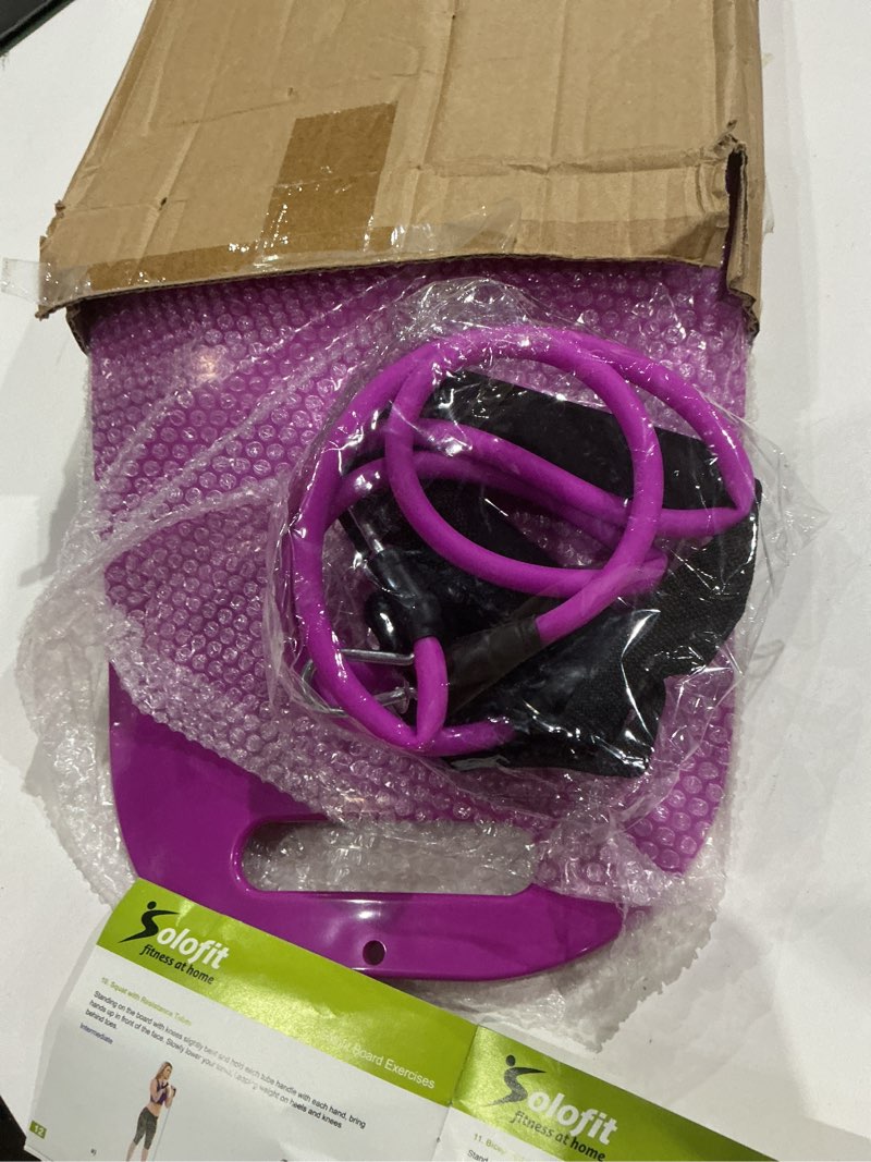 Condition photo showing As Is for solofit balance board with resistance bands - fitness board for adults – the abs legs core workout balancing board - ideal for core workout, dancers, ballet, ankle workouts, balancing exercises