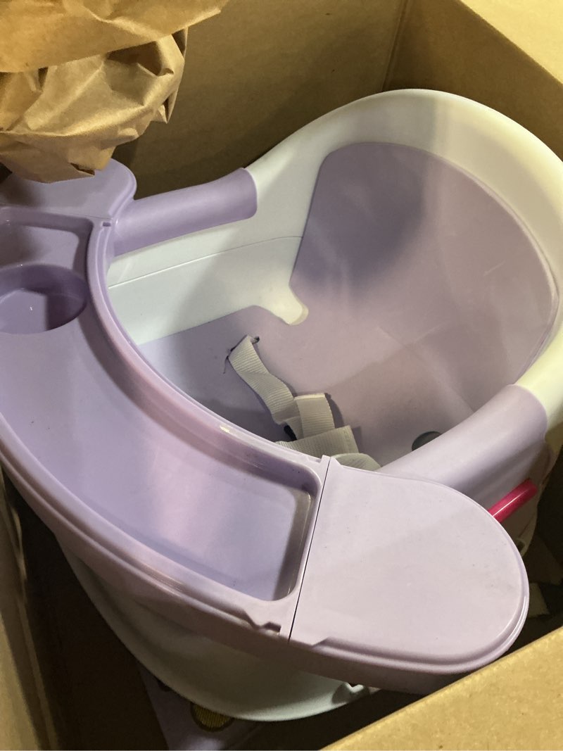 Condition photo showing As Is for Infantino Music & Lights 3-in-1 Discovery Seat & Booster, Toddler Booster Seat for Dining Table or Kitchen Chair, Baby Activity Center & Snack Tray, Lavender Lavender Seat