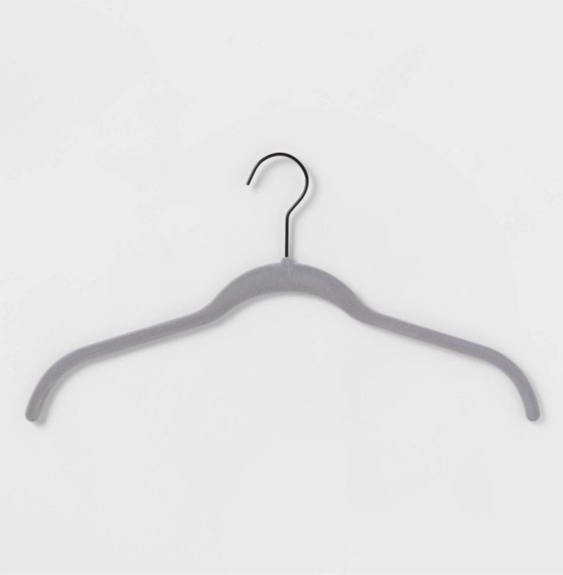 10pk Shirt Flocked Hangers Gray - Brightroom™: Velvet Clothes Hangers, Adult Use, Plastic & Felt Material