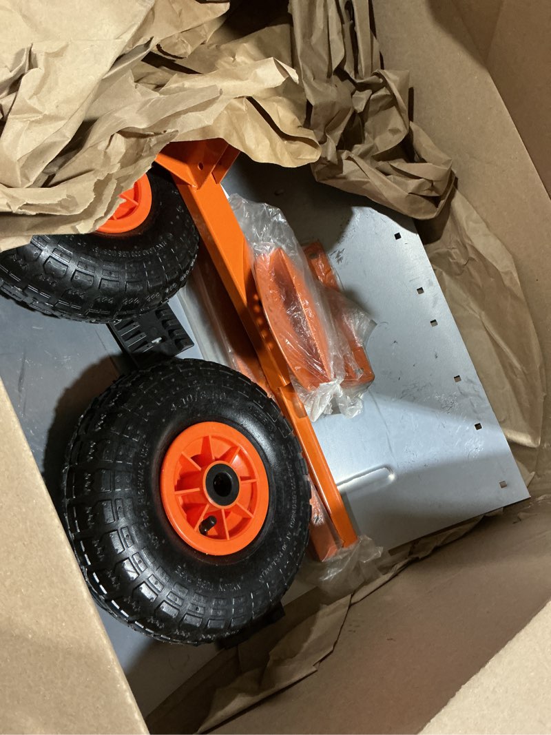 Condition photo showing As Is for 29" Snow Shovel Pusher for Driveway,Heavy Duty Metal Wheeled Snow Plow with Adjustable Handle&Angled Blade,Single Rod Snow Removal Tool for DoorwaySidewalk,2 Whheel(Silver)