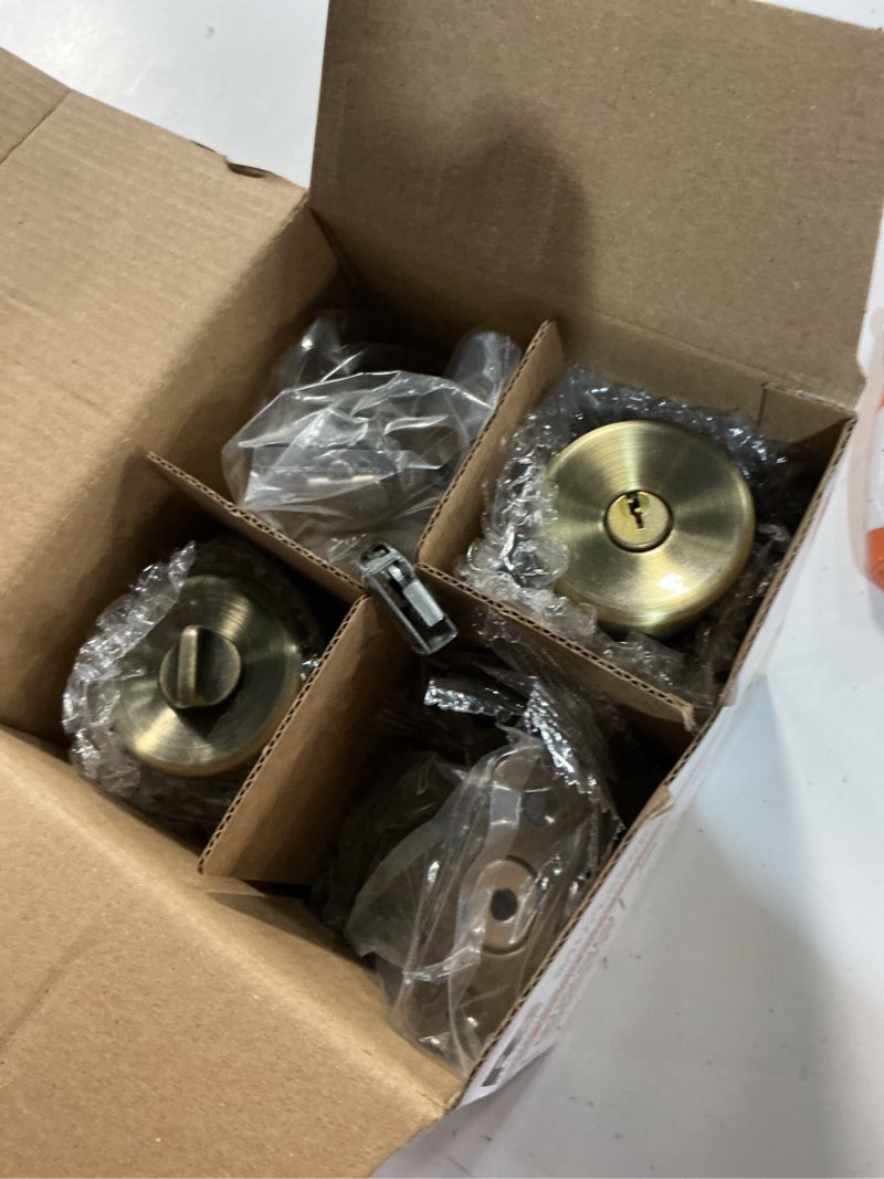 Condition photo showing Good Condition for reliabilt gallo antique brass traditional exterior single-cylinder deadbolt keyed entry door knob project pack 2 -pack