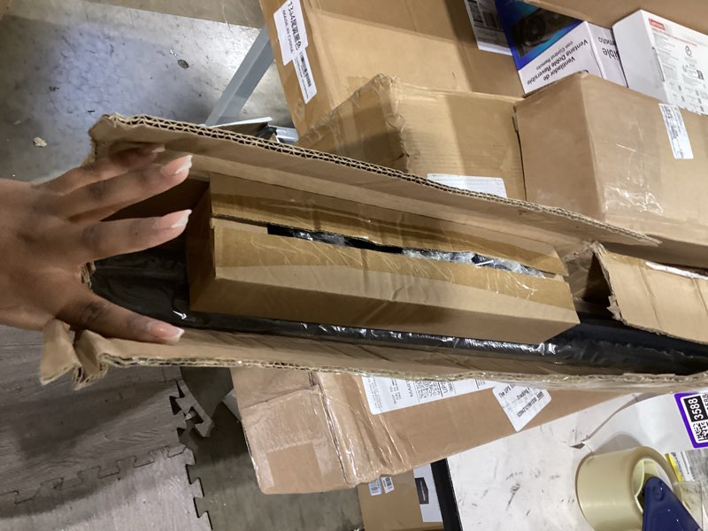Condition photo showing Good Condition for black corner window curtain rods with aluminum end cap finials and brackets,1 inch diameter bay window curtain rods,2 sided 36-72 inch adjustable drapery rod 36-72"&36-72"(2 sided) black