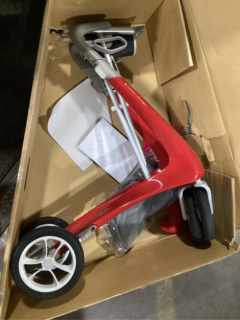 byacre carbon ultralight rollator walker with organizer bag, red, regular track