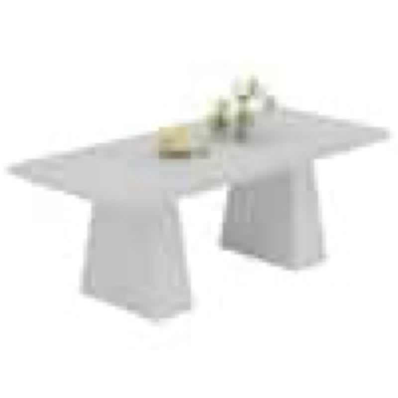White Engineered Wood 63 in. Double Pedestal Dining Table Seats 4