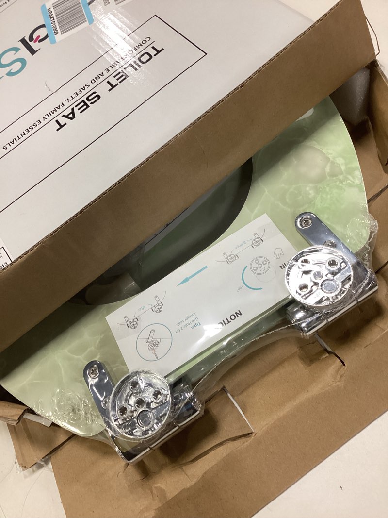 Condition photo showing New/Like New for Angel Shield Marble Toilet Seat Durable Molded Wood with Quiet Close, Easy Clean, Quick-Release Hinges Elongated Toilet Seat (Elongated, Green Marble) Elongated-18.5” Green Marble-Elongated