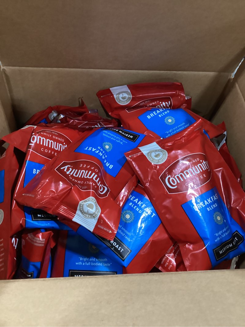 Condition photo showing New/Like New for community coffee breakfast blend  2.5 oz packet  40/carton