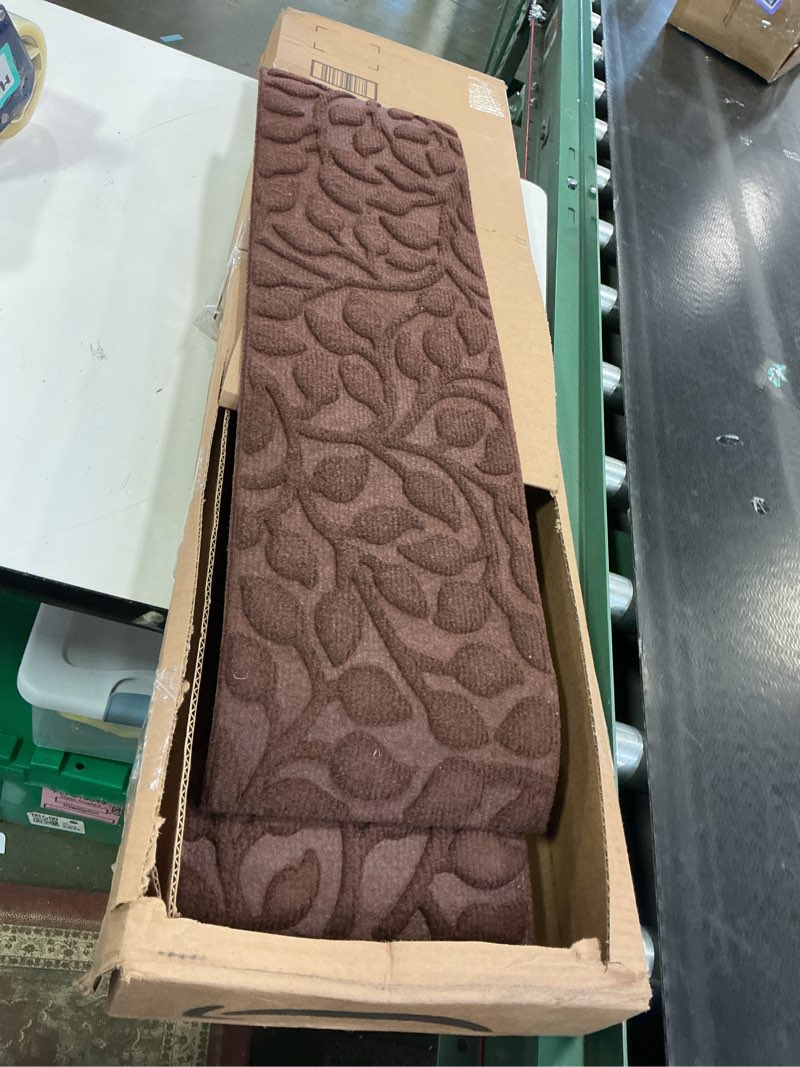 Condition photo showing Good Condition for Aucuda 6pcs 8.5" x 30" Stair Treads Outdoor for Elders and Dogs on Wooden Steps, Non Slip Stair Runner Rug Heat Insulation Rubber Backing, Brown Floral Staircase Mat Carpet for Indoor Grip Farmhouse.