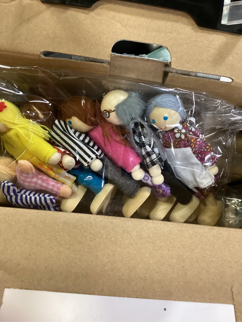 Condition photo showing Good Condition for sumind 35 pcs wooden dollhouse furniture set with 8 family toys family set 27 pcs furniture dollhouse accessories for boys girls, thanksgiving christmas birthday gift(classic style)