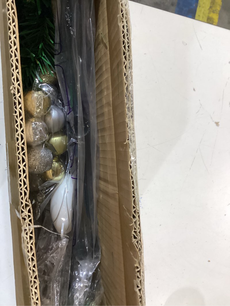 Condition photo showing As Is for Glooglitter 3ft/6ft Ramadan Moon Tree: Lighted Crescent Artificial Tree with Star String LED Eid Outdoor Decoration for Eid Ramadan Garden Home Bedroom Party Decor(Green,3ft) Green 3ft