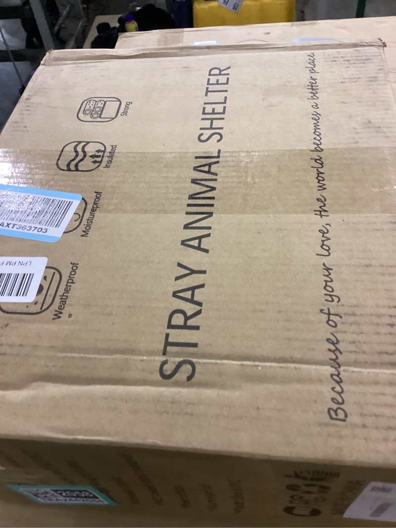 Condition photo showing New/Like New for Heated Cat House for Outside Insulated in Winter,Super Large,Fully Waterproof,Adjustable Awning,Escape Door,Indoor Outdoor Cat Shelter for Feral Stray Barn Cat to Stay Warm&Dry,Black/Gray,XXL Size 28.2"L x 16.2"W x 19.3"H Black/Gray