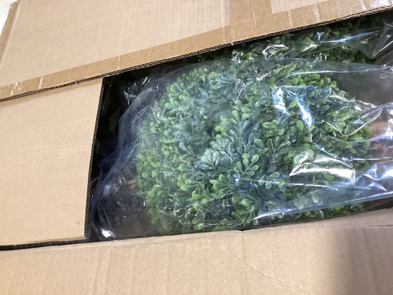 Condition photo showing Good Condition for lifelike indoor&outdoor use 3ft boxwood double ball topiary trees faux topiary tree for porch,home,garden decor(set of 2) 3' boxwood