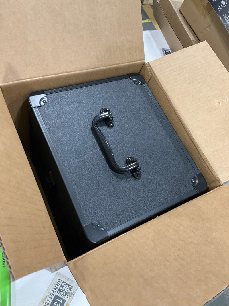 Condition photo showing Good Condition for Qislee Makeup Box with Drawer and Four Trays, A Detachable Lighted Mirror, Waterproof Travel Train Case, Cosmetic Organizer and Makeup Suitcase with Magnetic LED Mirror(Black) Black Large