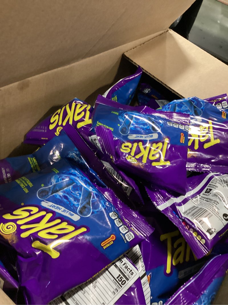 Condition photo showing Good Condition for (Mar/25/2026)Takis Rolls Spicy Blue Heat Hot Chili Pepper Tortilla Chips (1oz Bag)(10Pack) (Blue Heat)