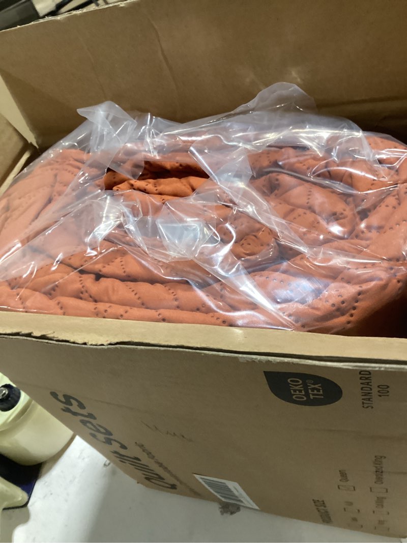Condition photo showing Good Condition for love's cabin quilts for queen bed umber bedspreads bedding set - summer lightweight bedspread comforter - wave pattern bedding coverlet for all season - 3 pieces (1 quilt, 2 pillow shams) full/queen (90"x96") wave pattern umber