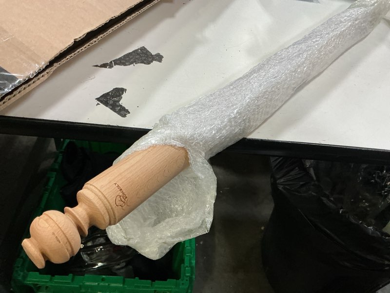 Condition photo showing New/Like New for mattarello pasta rolling pin – handmade italian tool for authentic pasta making – carved ball handle – extra long (36 inch)