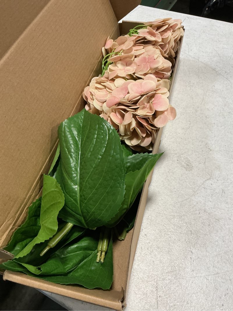 Condition photo showing Good Condition for beige neutral real touch hydrangea artificial flowers, faux hydrangea flowers, latex faux hydrangea artificial flowers for vase, front porch wedding home decor, spring fall centerpiece, 3 pcs beige 3pcs