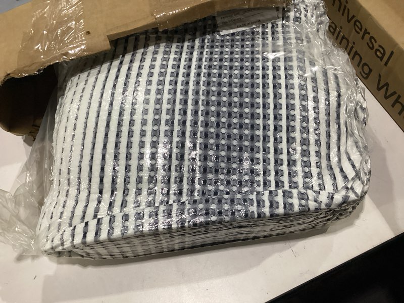 Condition photo showing New/Like New for phf ultra soft yarn dyed waffle weave comforter set king size, 3 pieces lightweight breathable comfy bedding set, comfy textured 1 comforter with 2 pillow shams, white and navy king white and navy